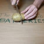 cut the potato battery in half