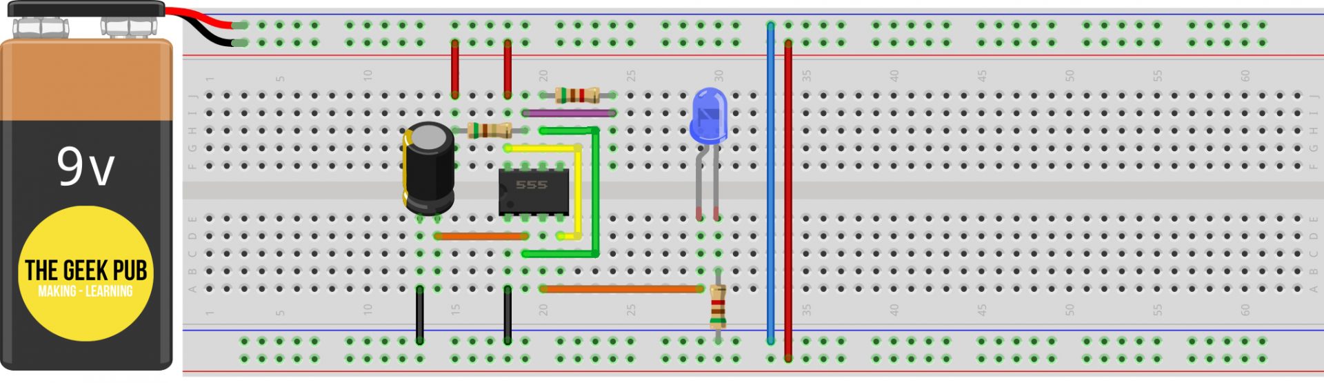 555 Timer wiring diagram Astable Mode