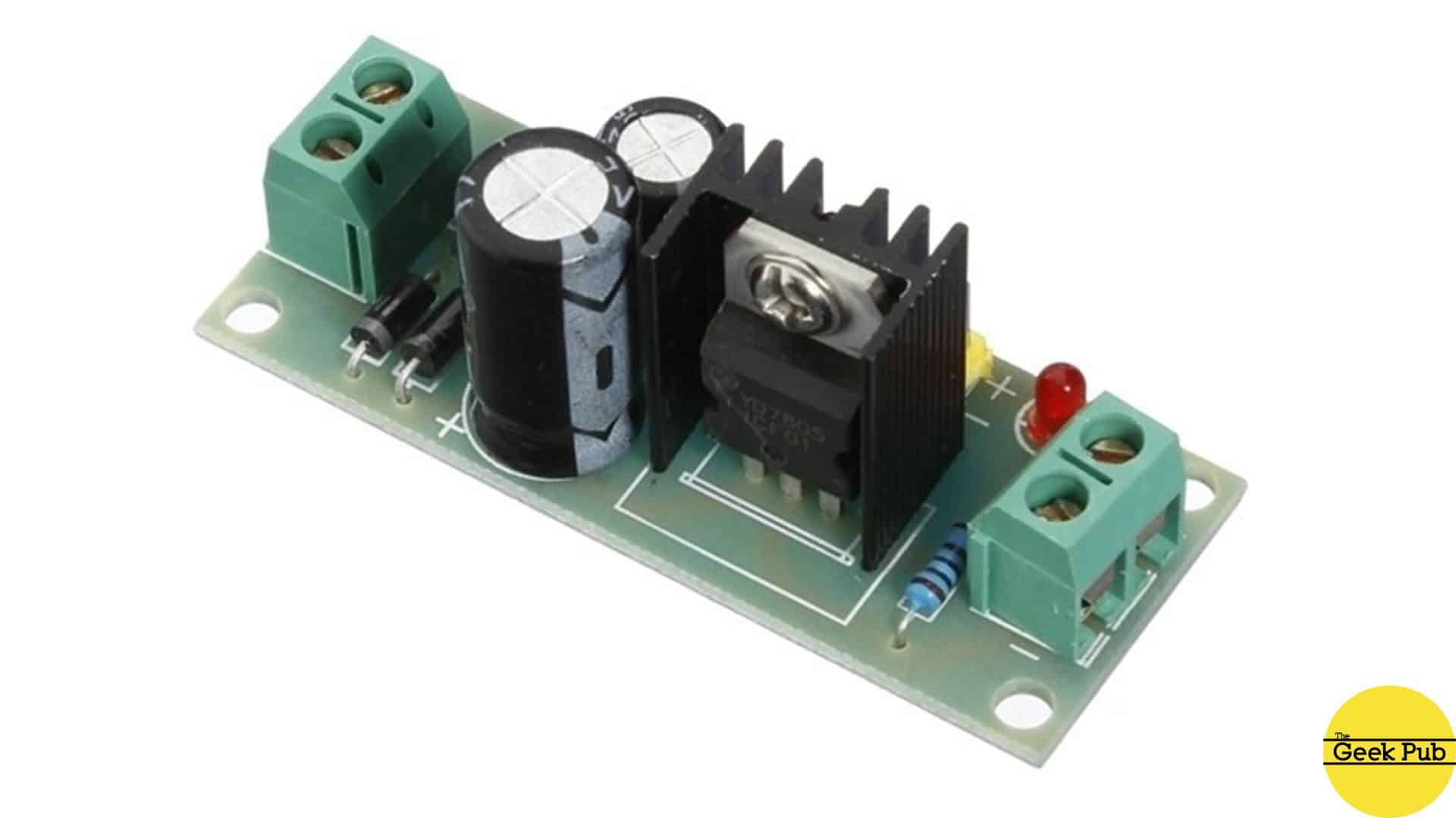 LM7805 voltage regulator with heatsink
