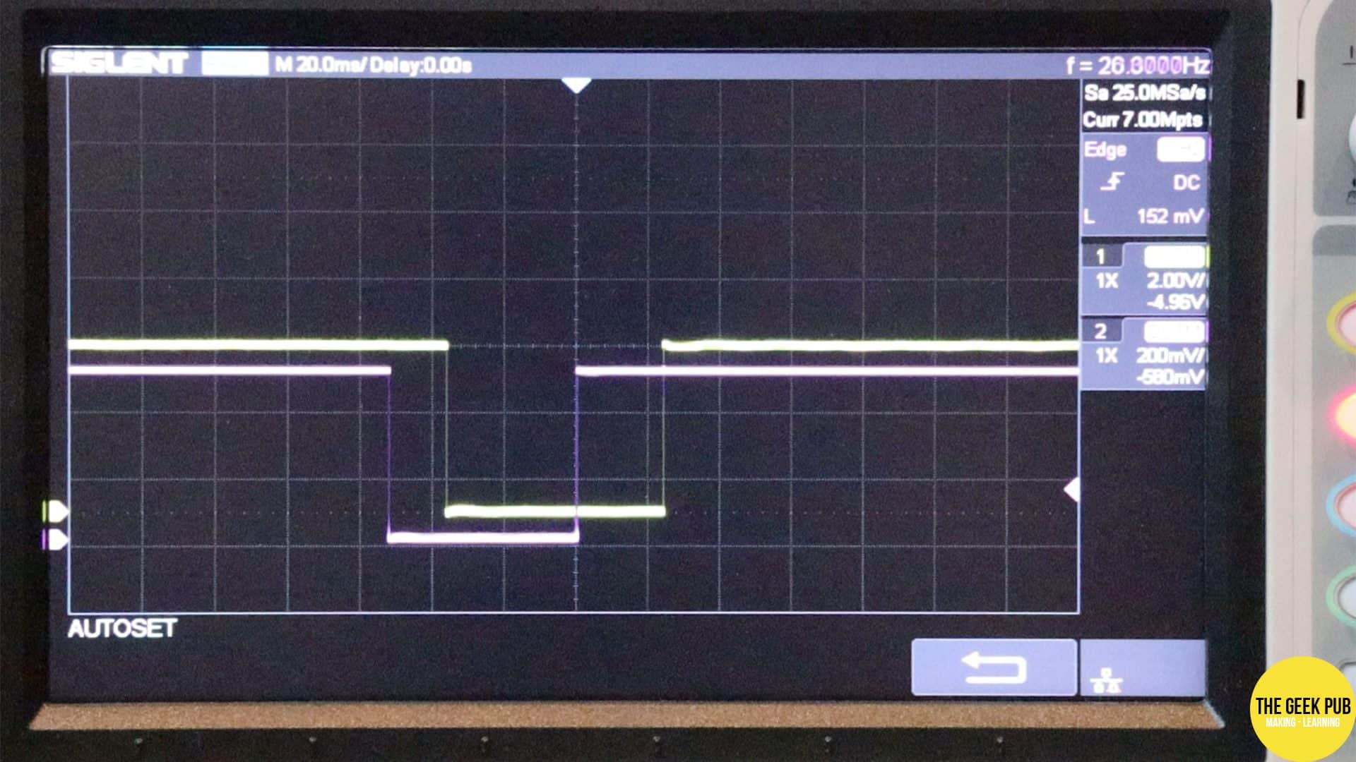 oscilloscope view of a rotary encoder