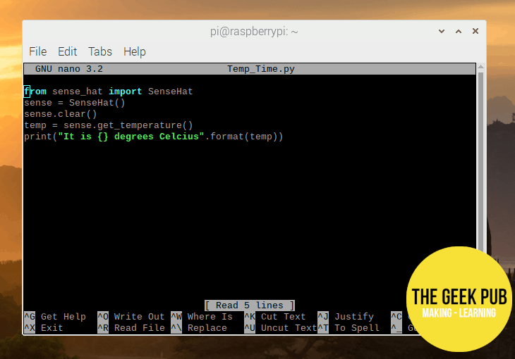 the sense HAT code for our best GPIO tutorial