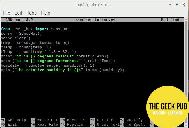 Our first Raspberry Pi weather station code