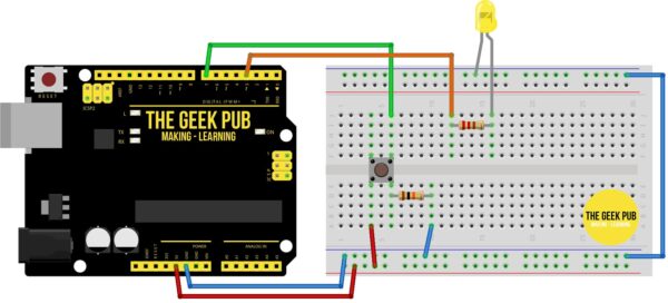Arduino Use a Button to Toggle an LED - The Geek Pub