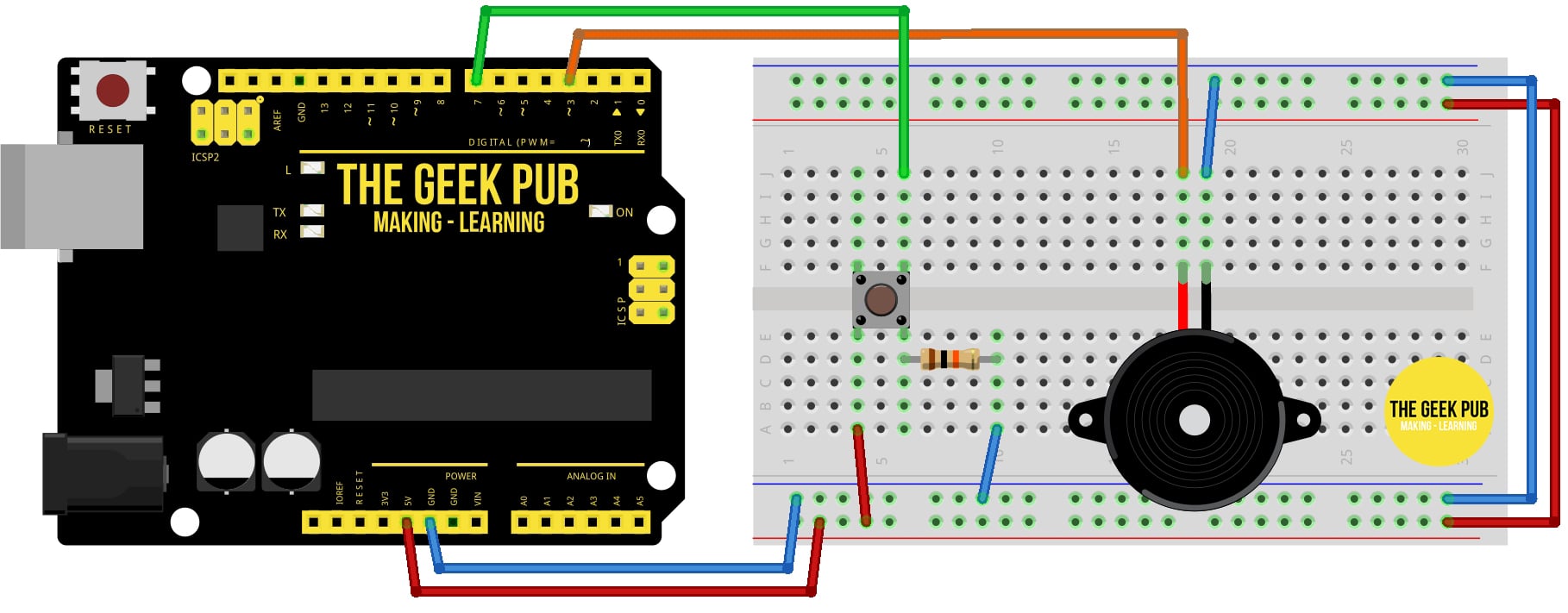 Arduino Control a Piezo Buzzer with a Button