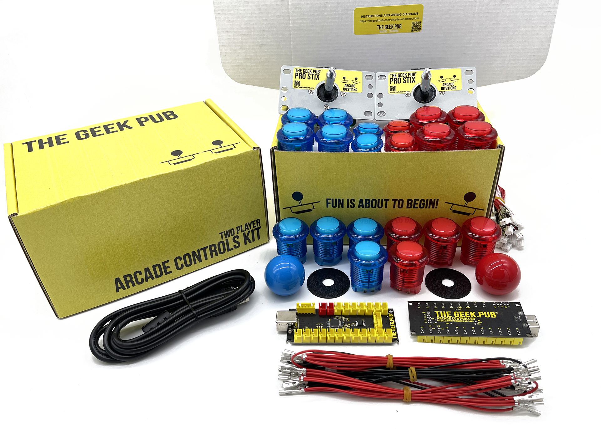 Blue-Red 2 Player Arcade Controls Kit by The Geek Pub