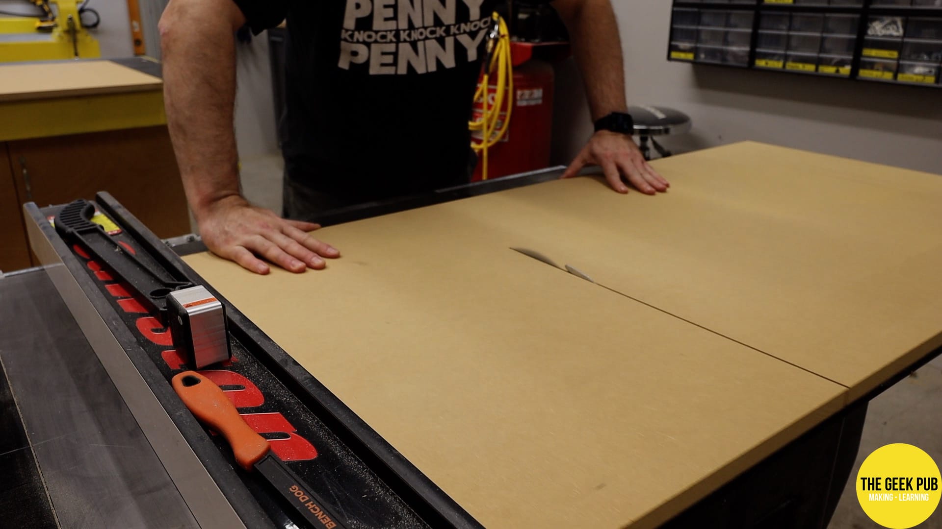Cutting down the parts on the table saw