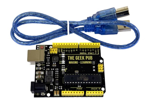 The Geek Pub Uno (Arduino Clone) with Cable