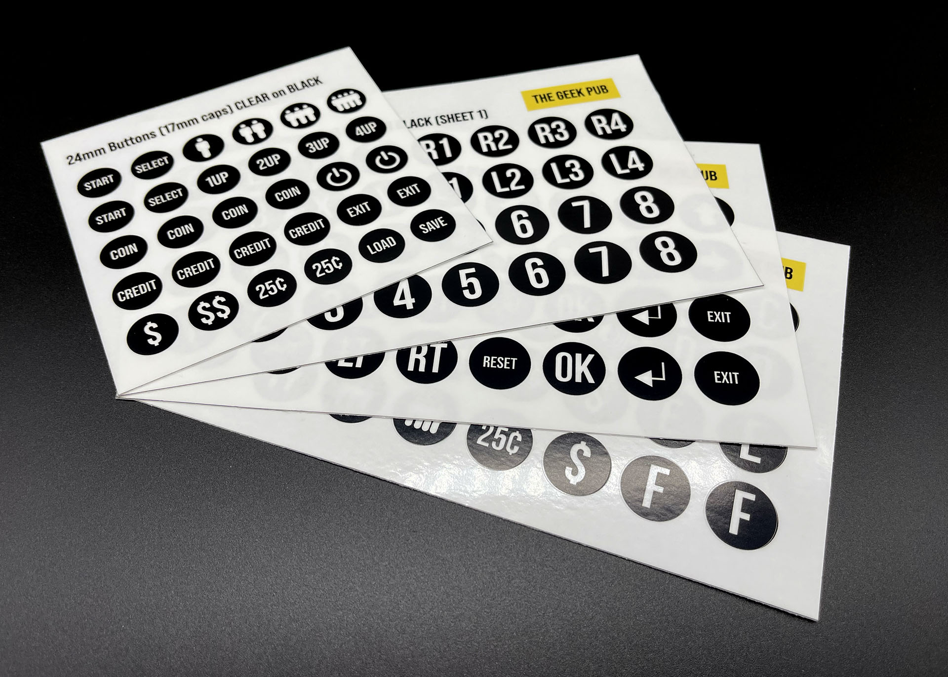 Die-Cut Arcade Button Labels (Black)