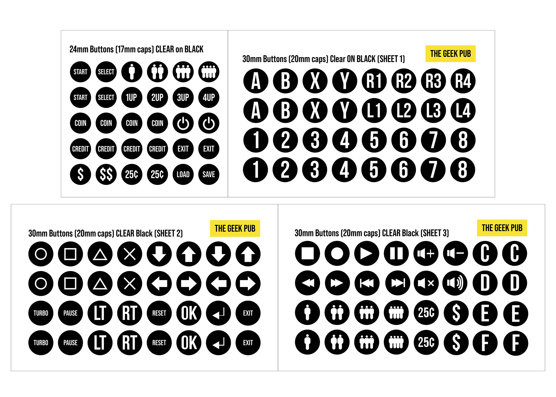 Die Cut Arcade Button Labels Black The Geek Pub Die Cut Arcade Button Labels Black The Geek Pub