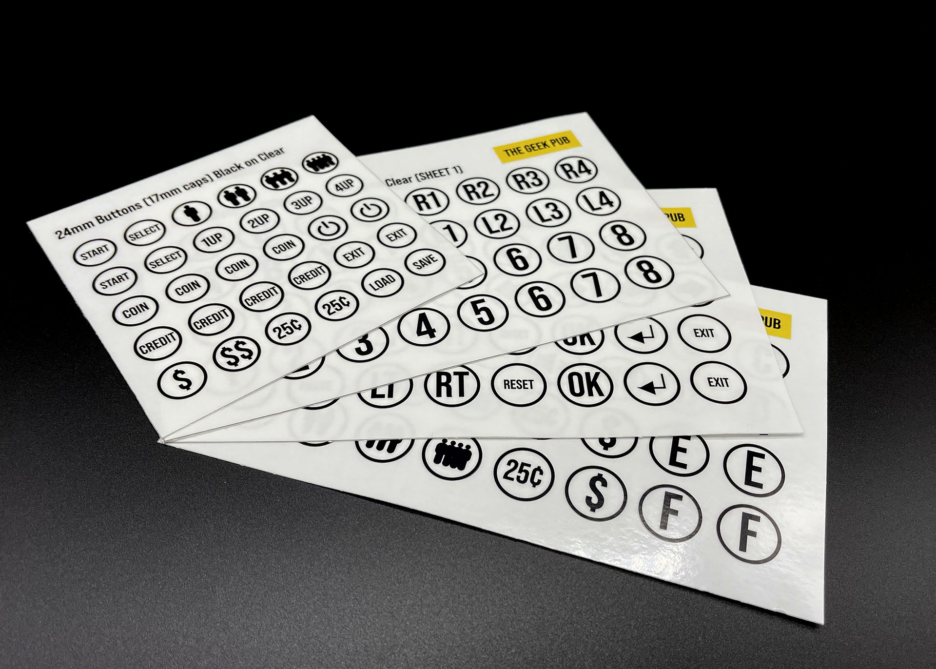 Die-Cut Arcade Button Labels (Clear) - The Geek Pub