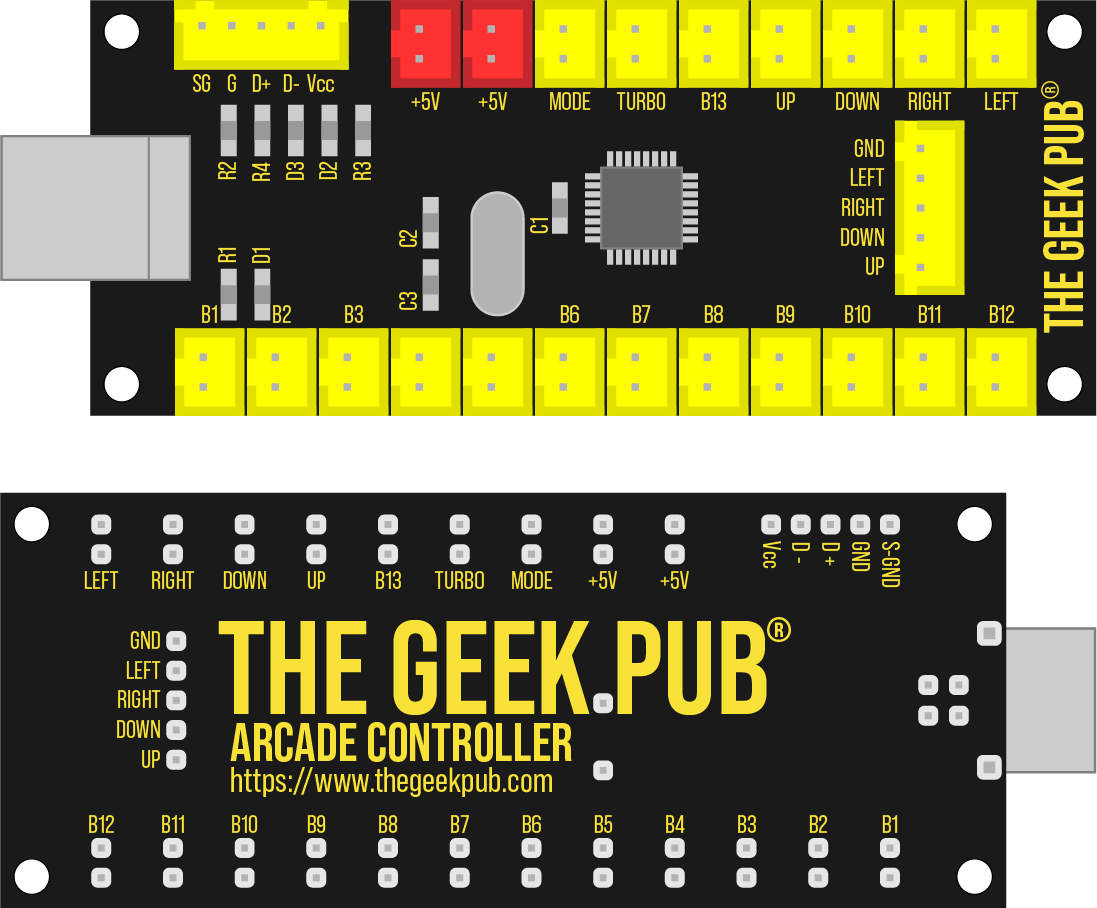 Geek Pub Arcade Encoder Layout and Wiring