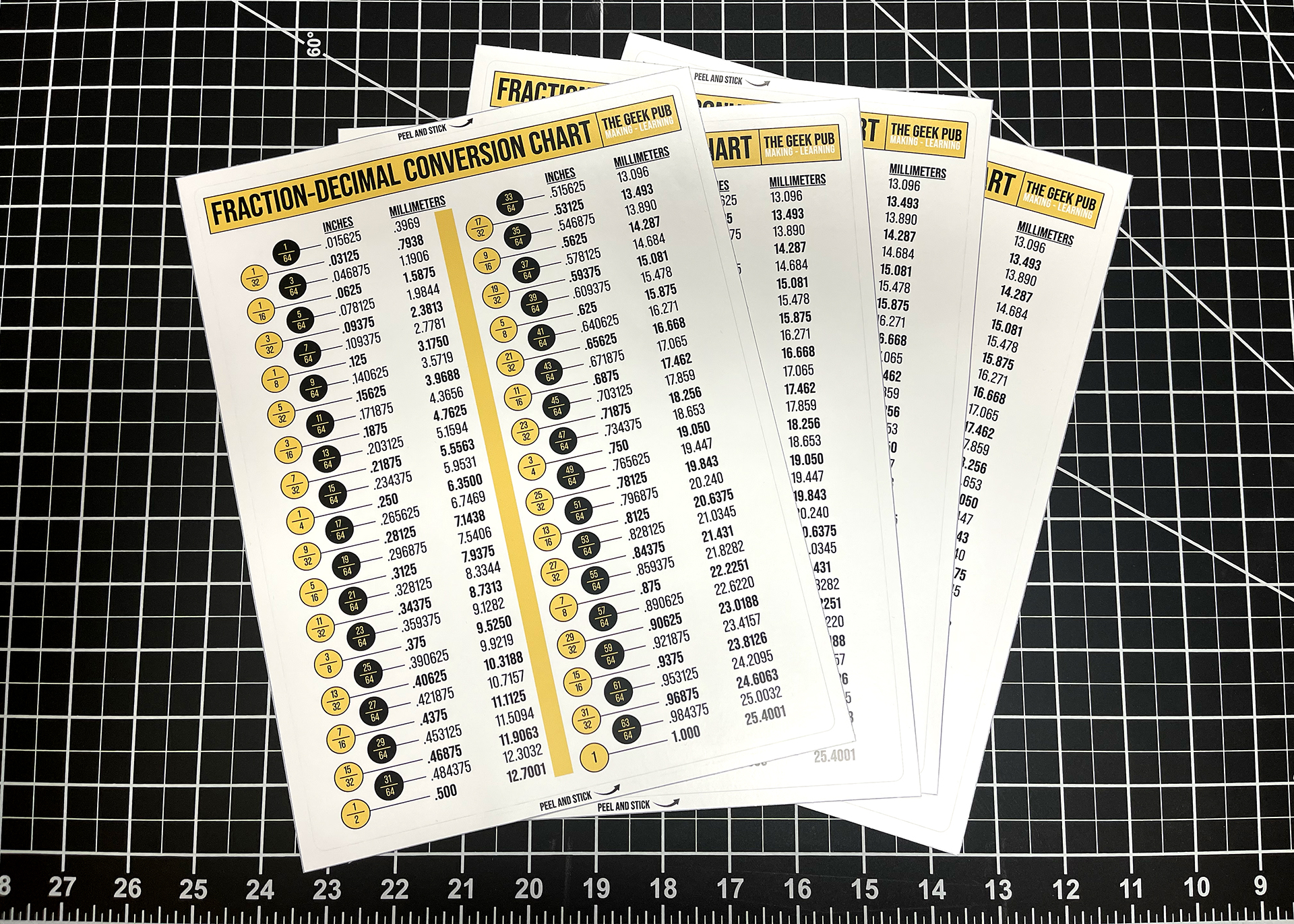 Fraction Decimal Conversion Chart Vinyl Decal 85in X 11in 216mm X