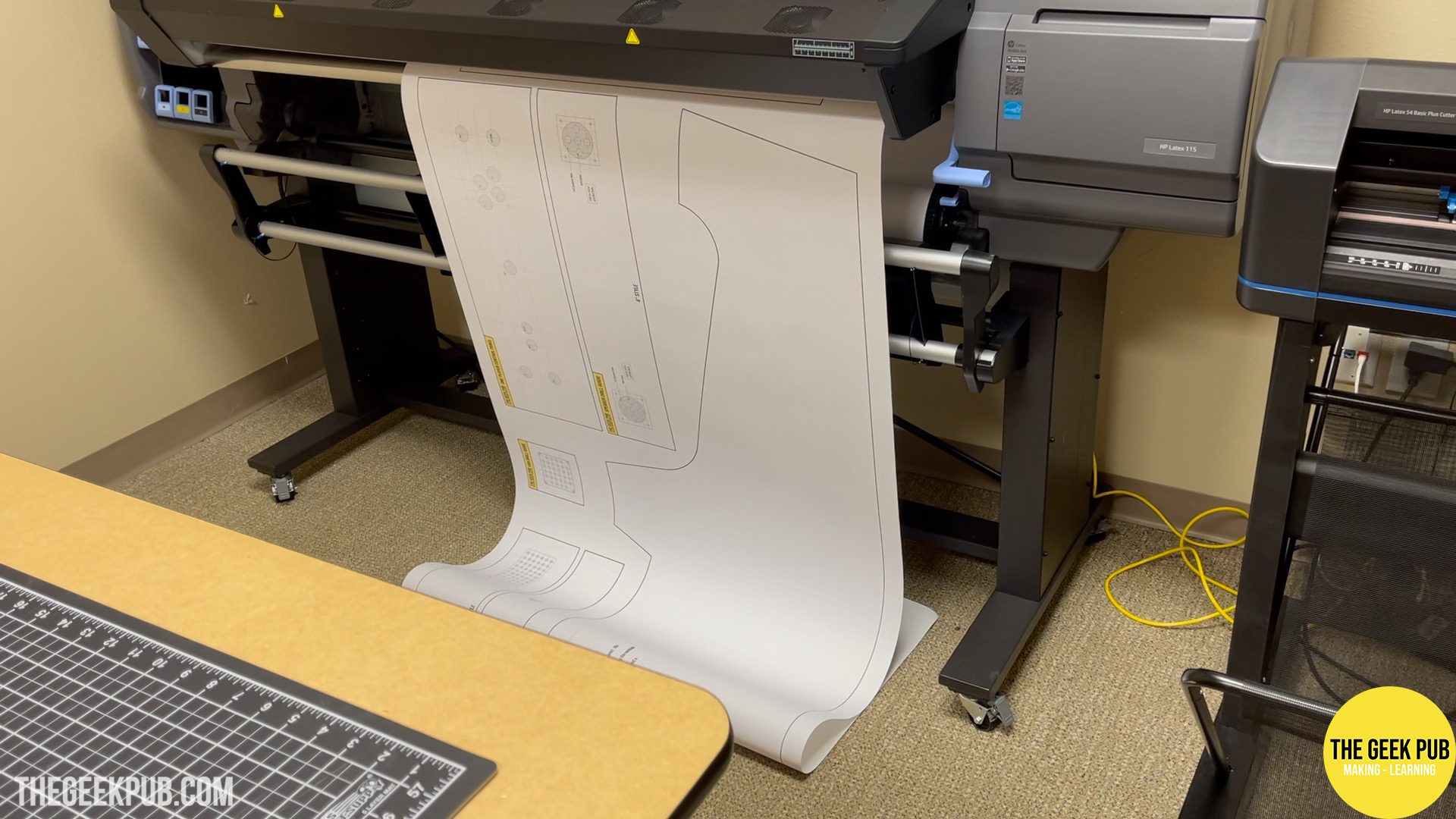 HP Latex 115 printer printing PETSCII Robots templates
