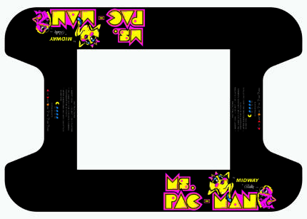 Ms Pac-Man Cocktail Table Arcade Underlayment Reproduction