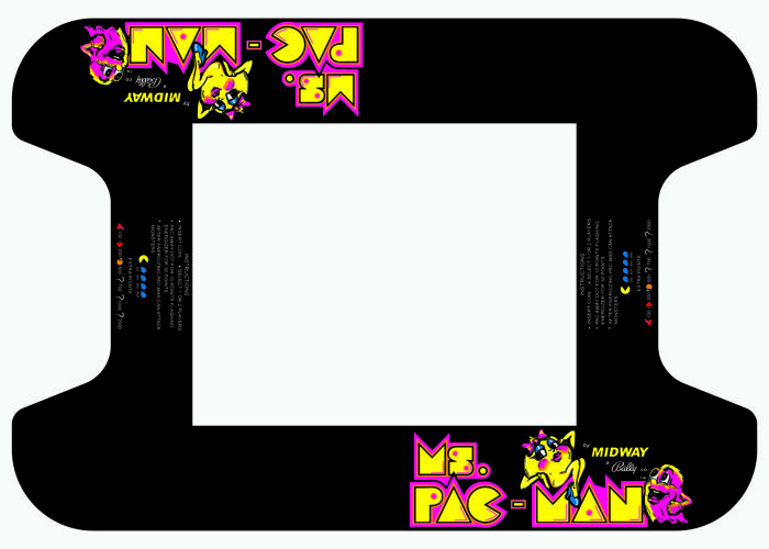 Ms Pac-Man Cocktail Table Arcade Underlayment Reproduction
