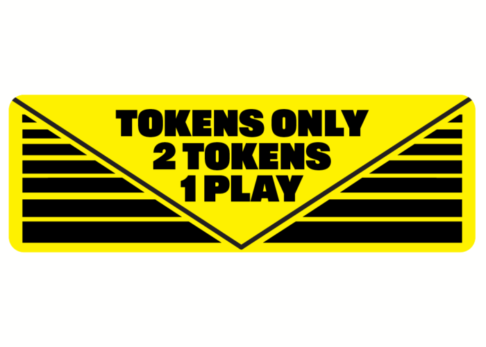 Tokens Only 2 tokens 1 play arcade pinball pool game machine decal sticker